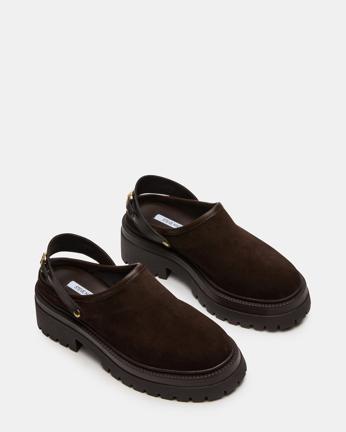 ERBA Brown Suede Platform Lug Slingback Clog Women's Flat | Steve Madden outlet