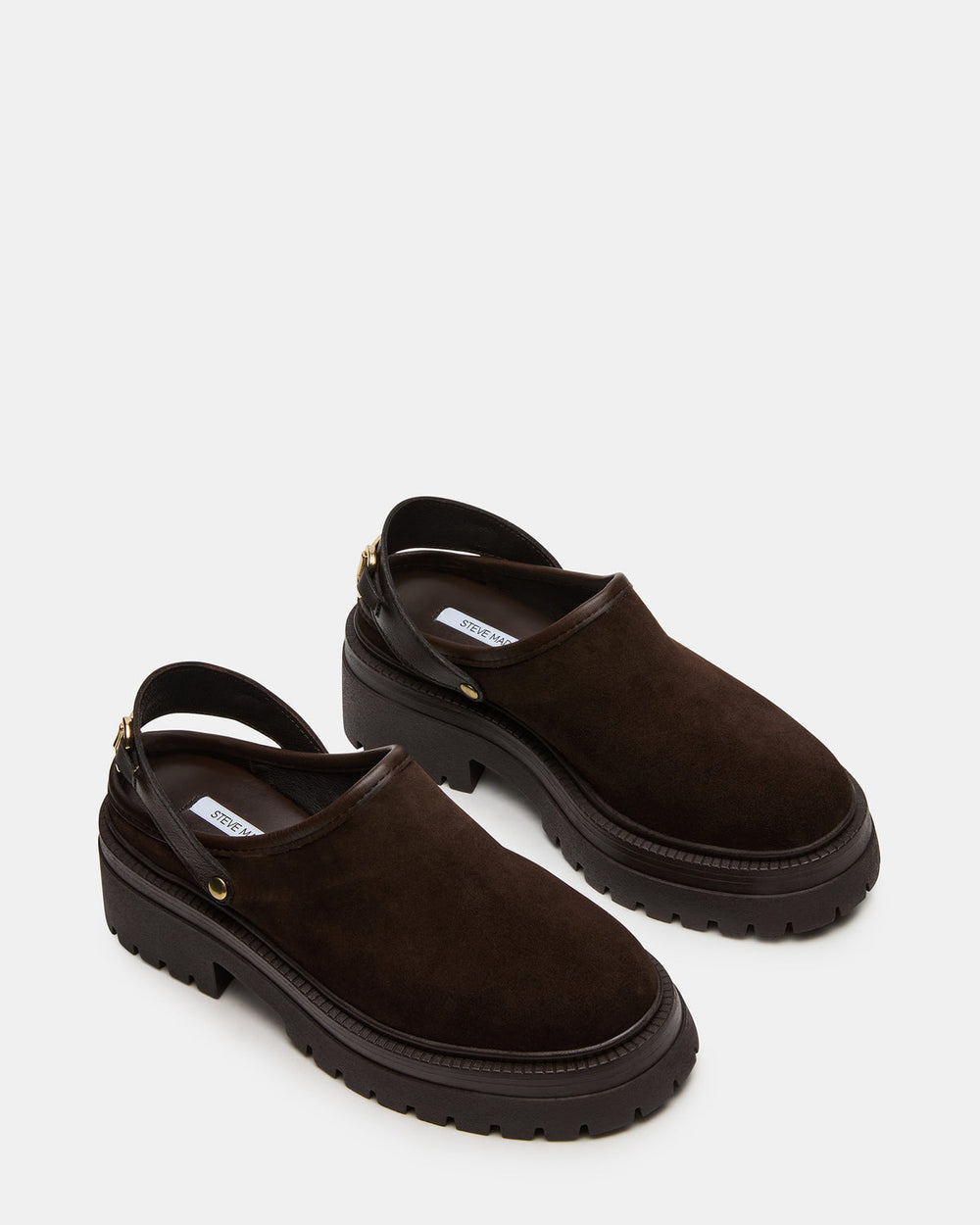 ERBA Brown Suede Platform Lug Slingback Clog Women's Flat | Steve Madden outlet