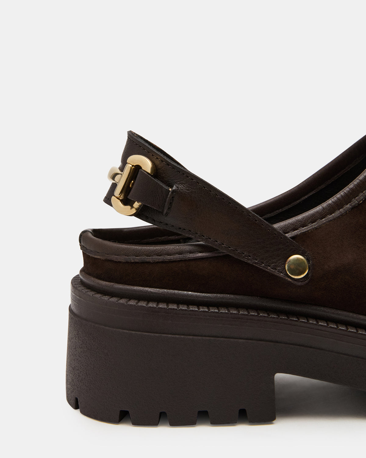 ERBA Brown Suede Platform Lug Slingback Clog Women's Flat | Steve Madden outlet