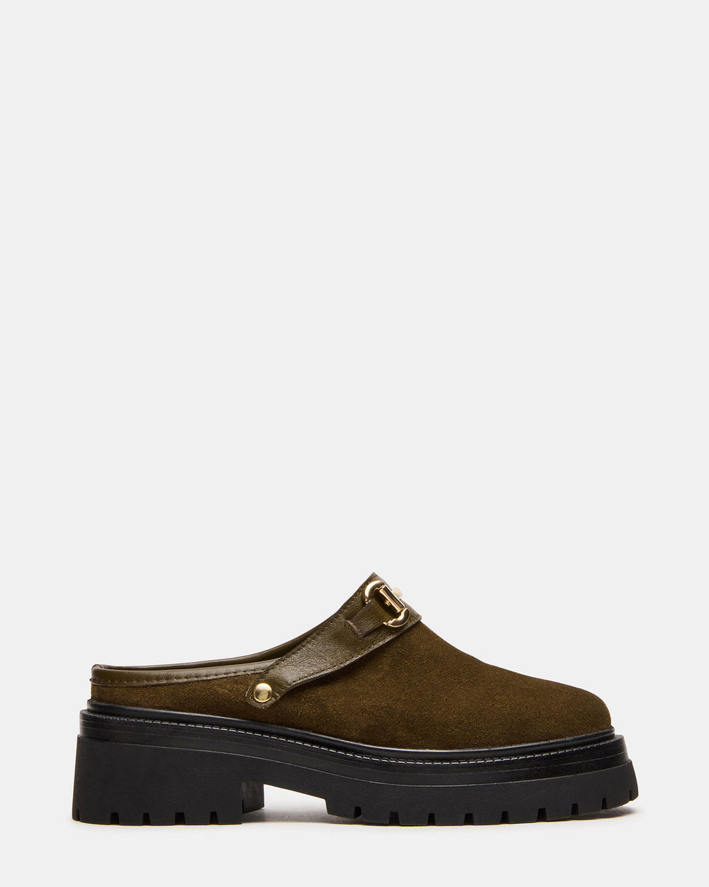 ERBA Olive Suede Platform Lug Slingback Clog Women's Flat | Steve Madden Sale
