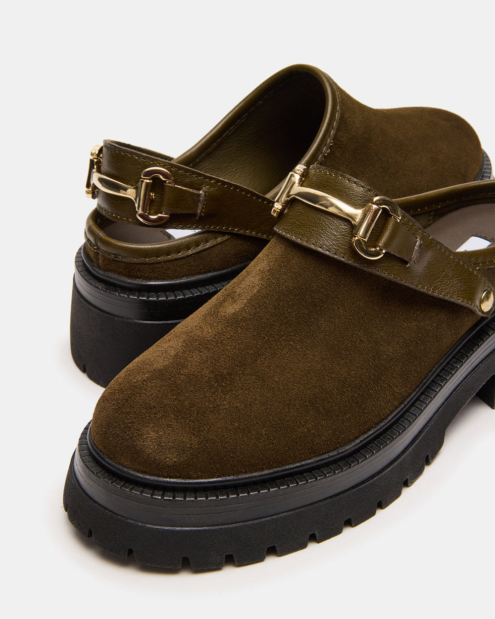 ERBA Olive Suede Platform Lug Slingback Clog Women's Flat | Steve Madden Sale