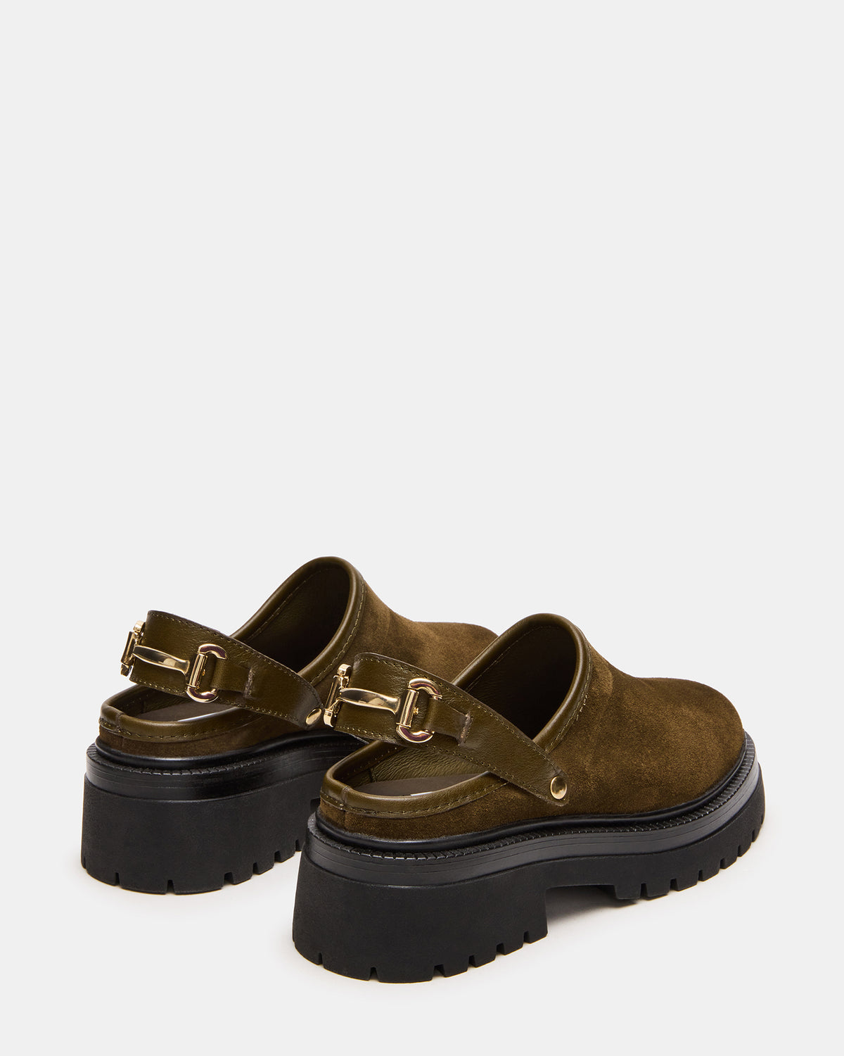 ERBA Olive Suede Platform Lug Slingback Clog Women's Flat | Steve Madden Sale