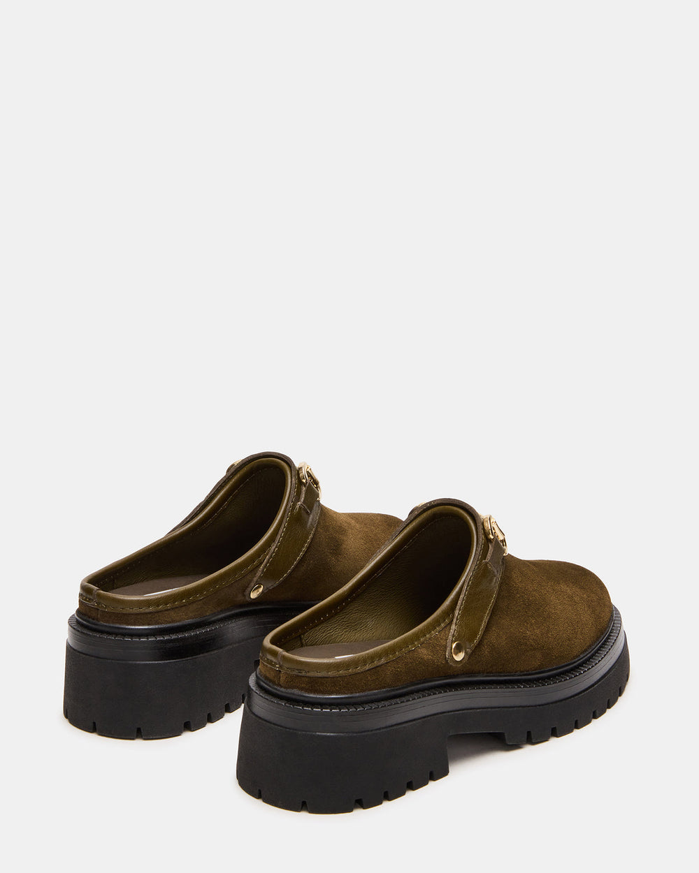 ERBA Olive Suede Platform Lug Slingback Clog Women's Flat | Steve Madden Sale