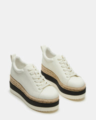STRECKER White Platform Women's Low-Top Lace-Up Sneaker | Steve Madden on Sale