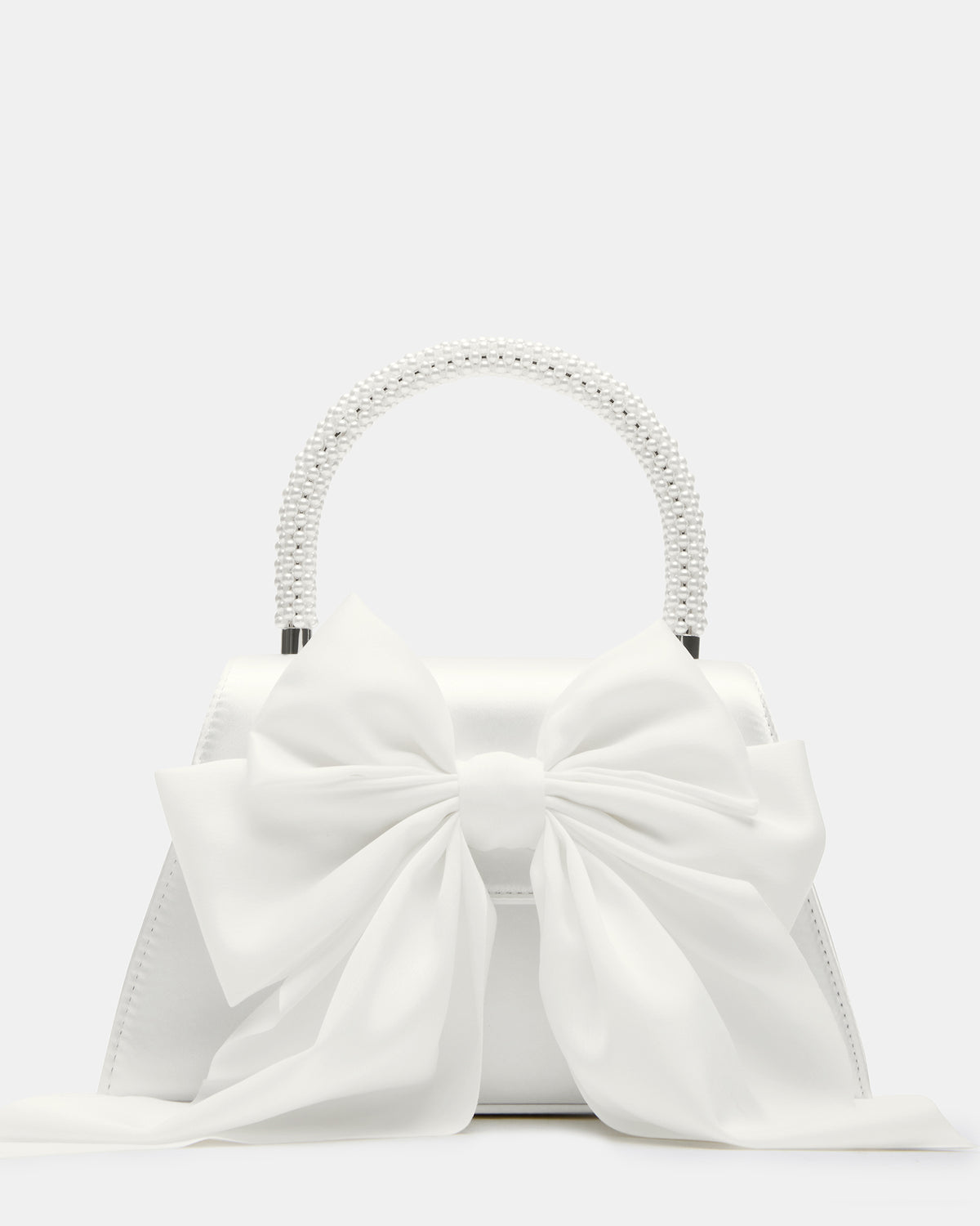 COSETTE Bag White Satin Beaded Top-Handle Mini Handbag | Steve Madden for Sale