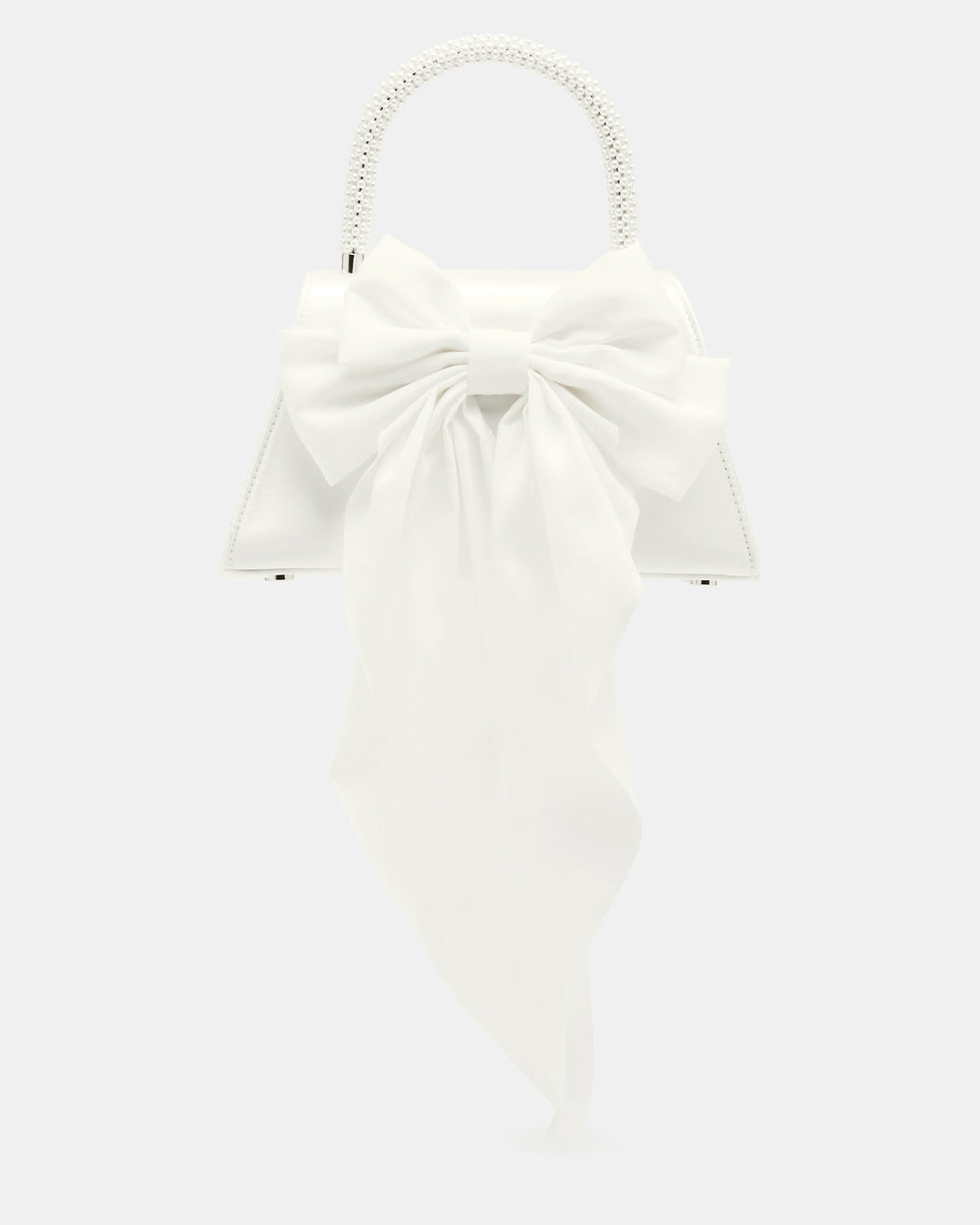 COSETTE Bag White Satin Beaded Top-Handle Mini Handbag | Steve Madden for Sale