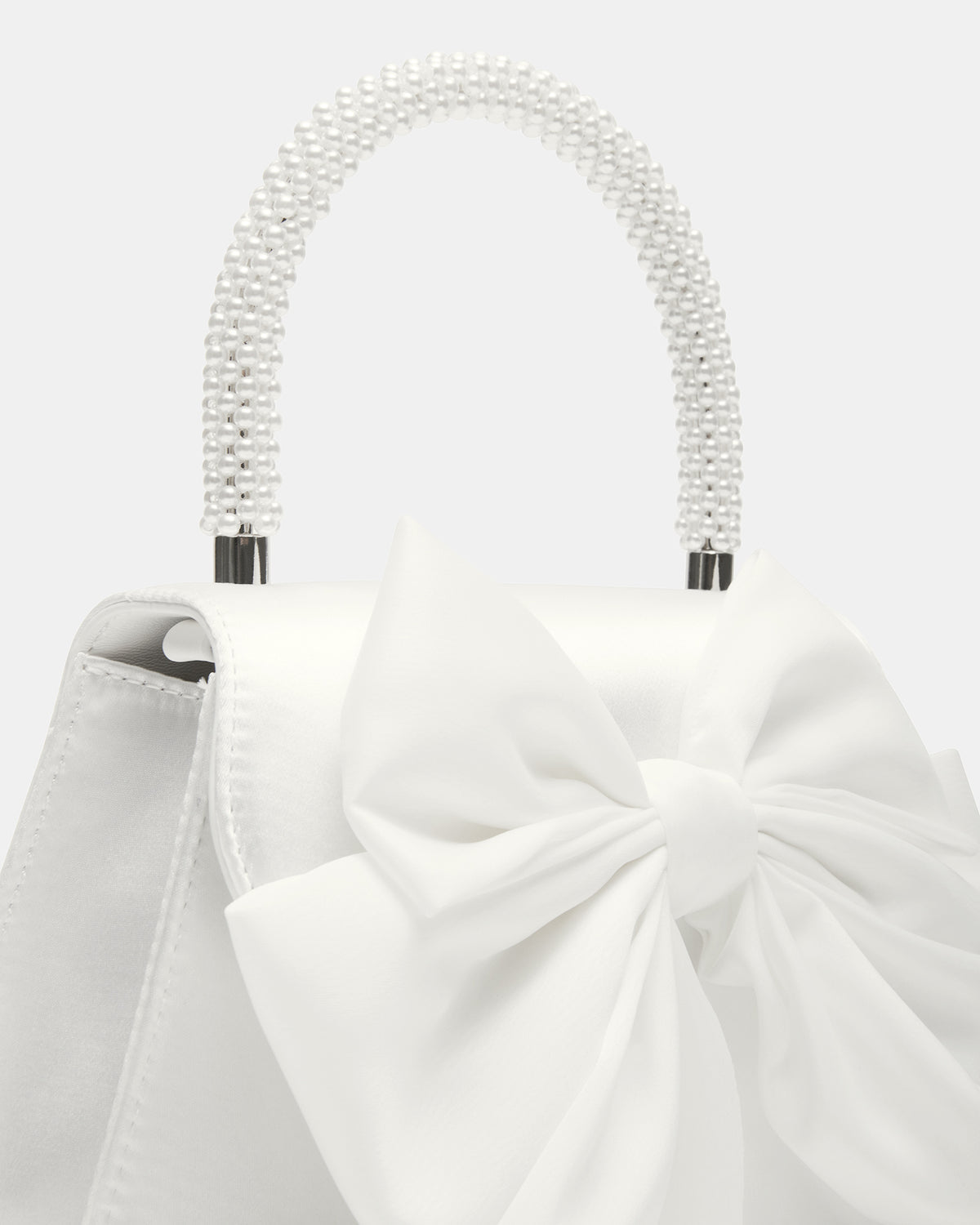 COSETTE Bag White Satin Beaded Top-Handle Mini Handbag | Steve Madden for Sale