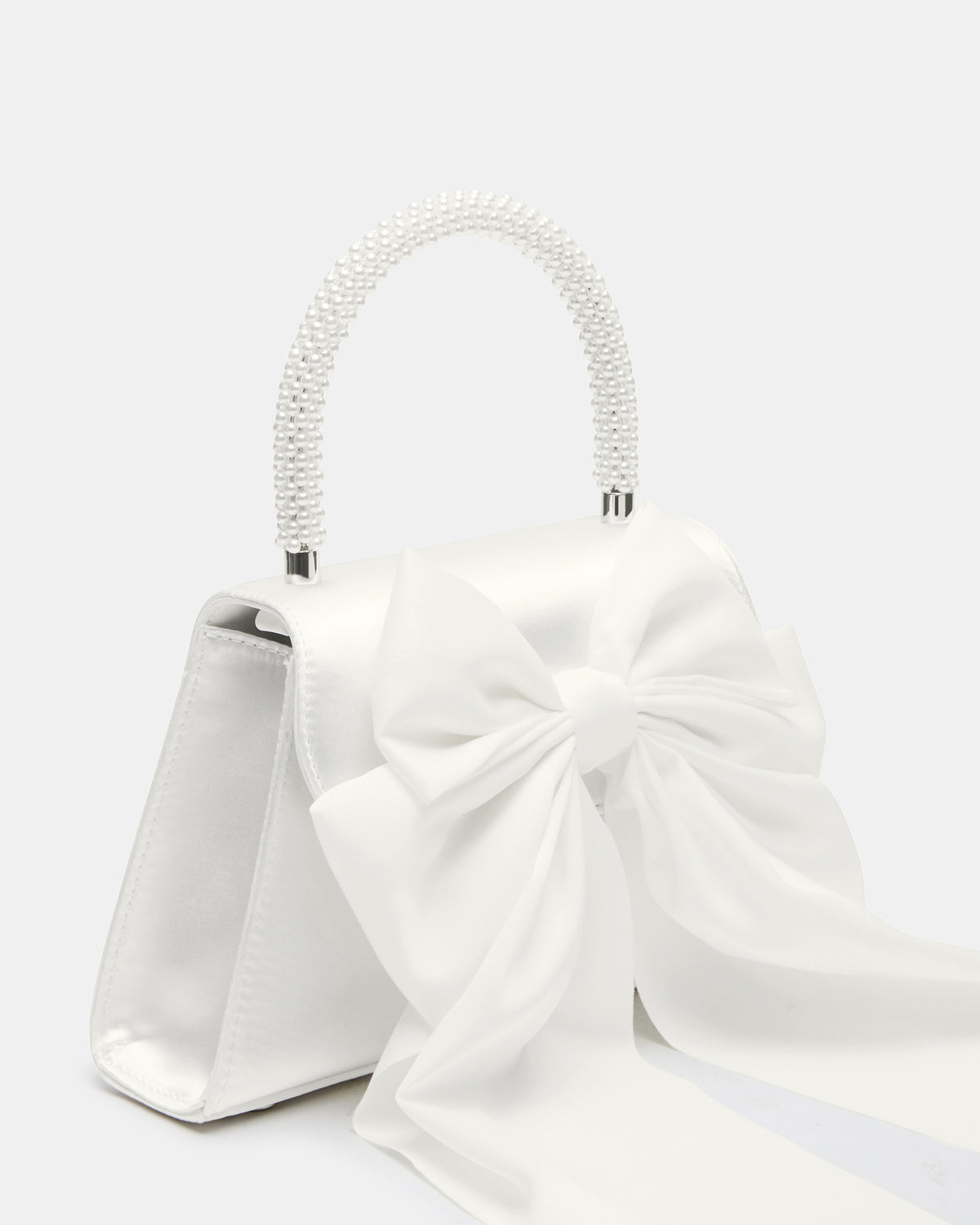 COSETTE Bag White Satin Beaded Top-Handle Mini Handbag | Steve Madden for Sale