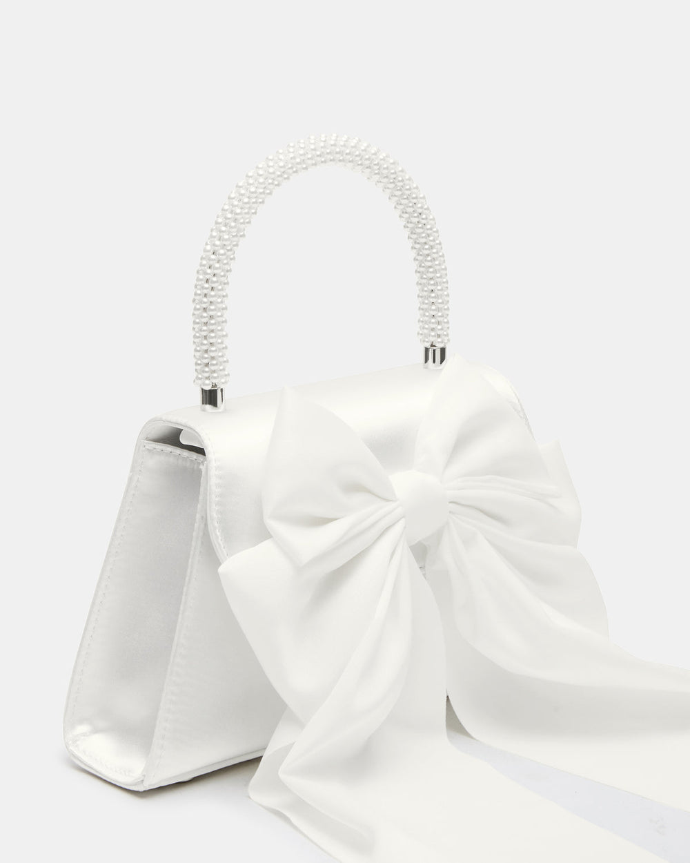 COSETTE Bag White Satin Beaded Top-Handle Mini Handbag | Steve Madden for Sale
