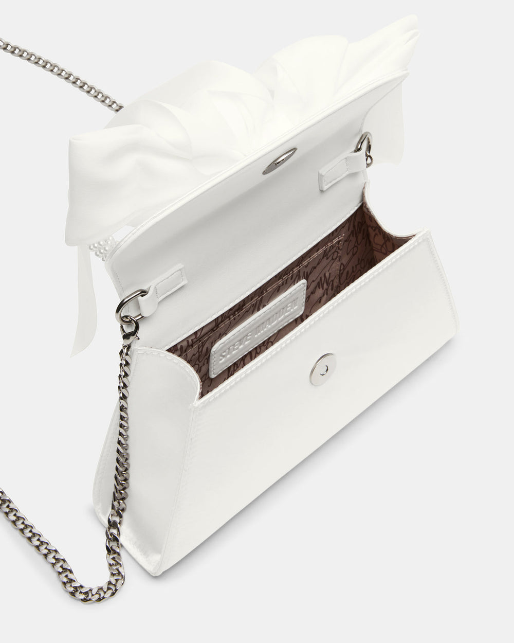COSETTE Bag White Satin Beaded Top-Handle Mini Handbag | Steve Madden for Sale