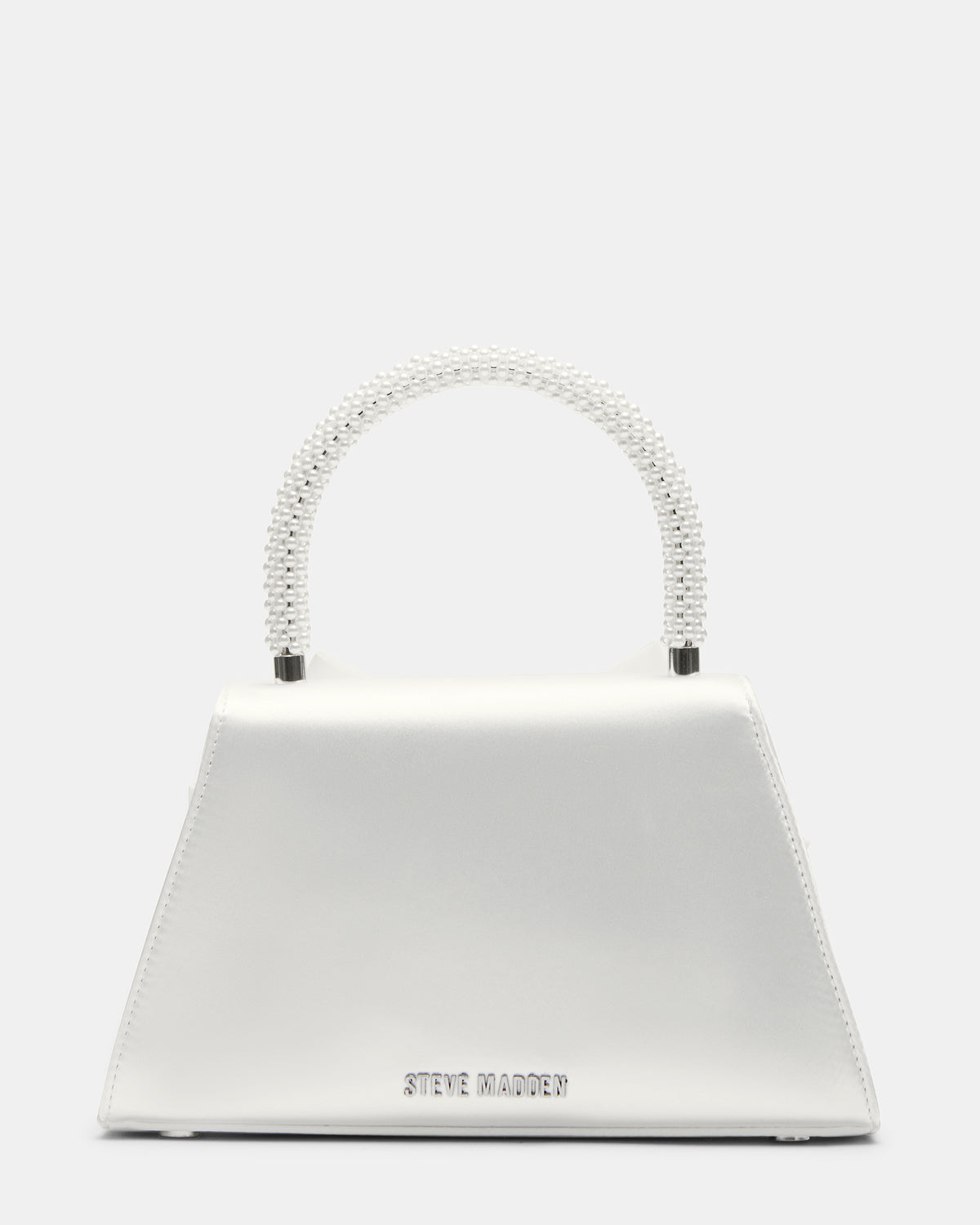 COSETTE Bag White Satin Beaded Top-Handle Mini Handbag | Steve Madden for Sale