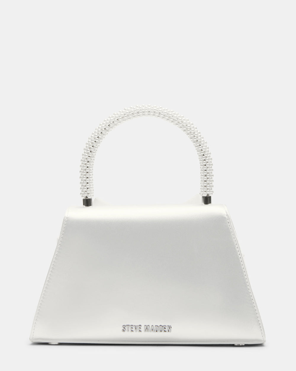 COSETTE Bag White Satin Beaded Top-Handle Mini Handbag | Steve Madden for Sale