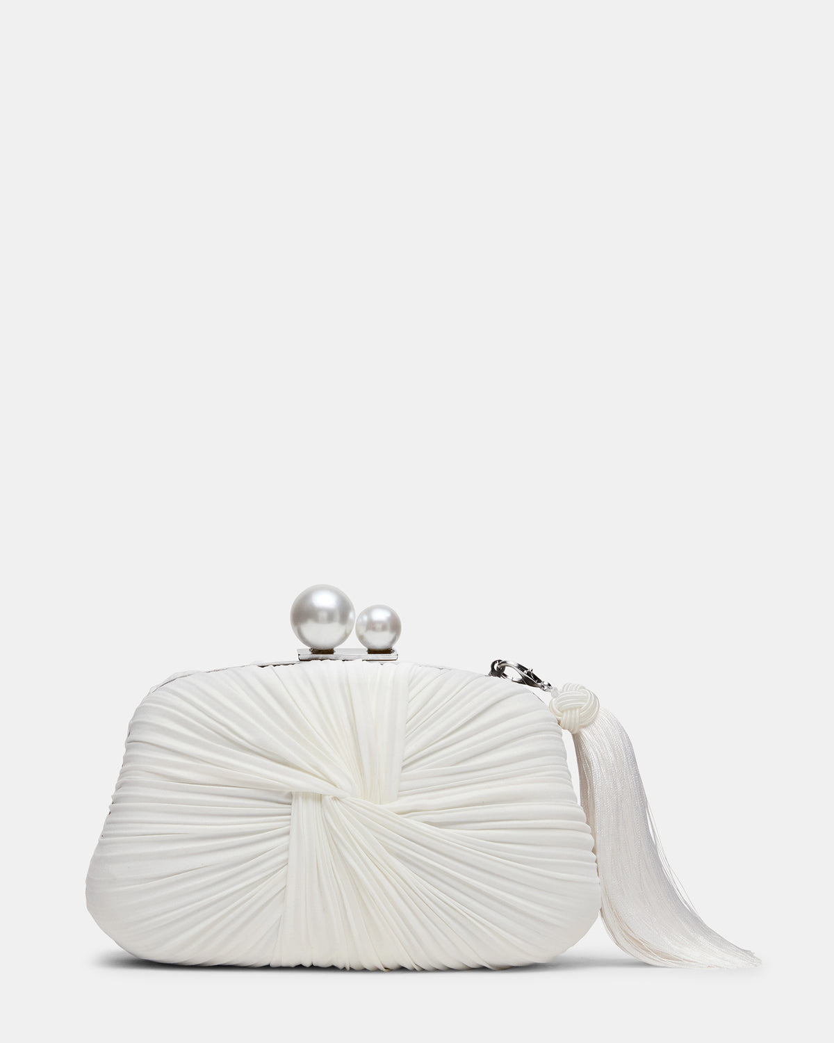 ROSALIE Bag White Twisted Pleats Minaudiere Crossbody Clutch Handbag | Steve Madden near me