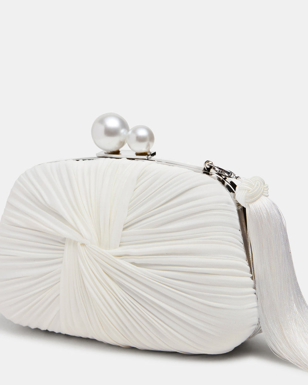ROSALIE Bag White Twisted Pleats Minaudiere Crossbody Clutch Handbag | Steve Madden near me