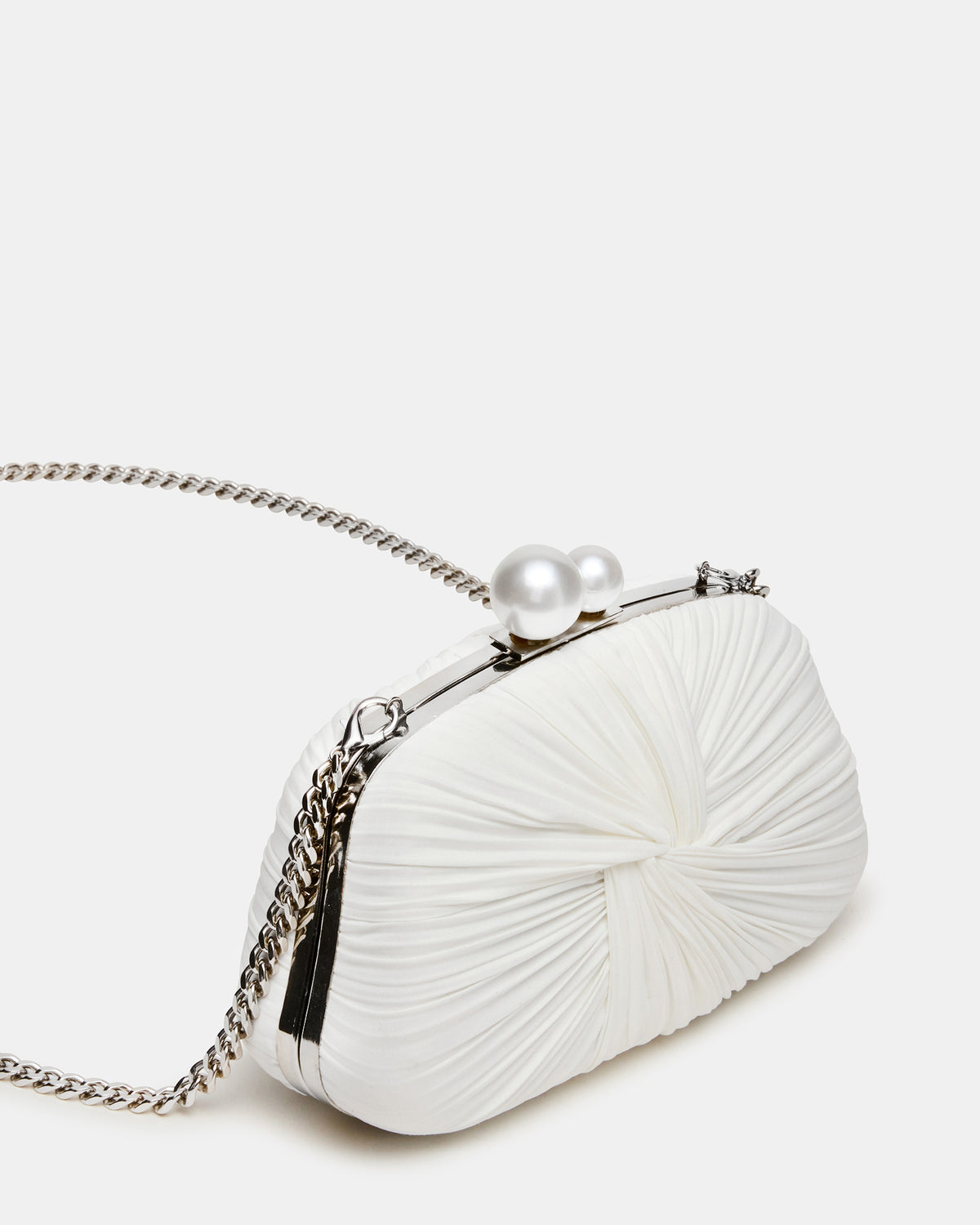 ROSALIE Bag White Twisted Pleats Minaudiere Crossbody Clutch Handbag | Steve Madden near me
