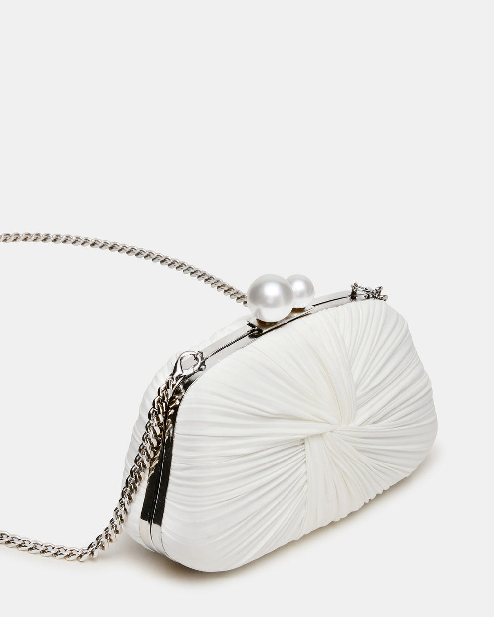 ROSALIE Bag White Twisted Pleats Minaudiere Crossbody Clutch Handbag | Steve Madden near me