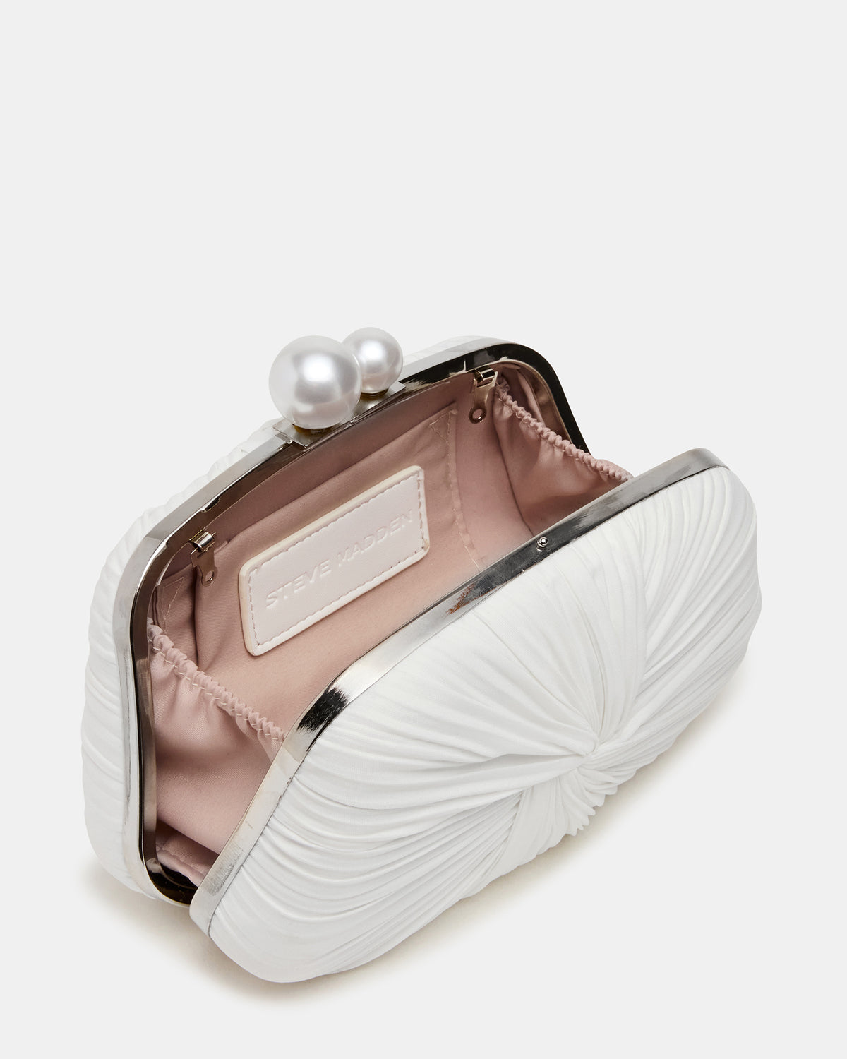 ROSALIE Bag White Twisted Pleats Minaudiere Crossbody Clutch Handbag | Steve Madden near me