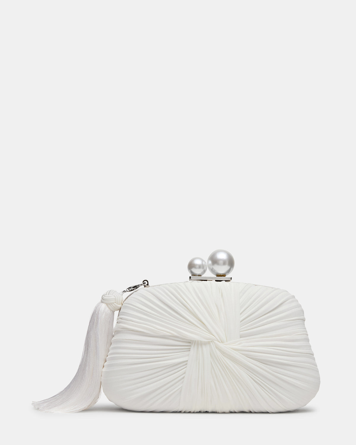 ROSALIE Bag White Twisted Pleats Minaudiere Crossbody Clutch Handbag | Steve Madden near me