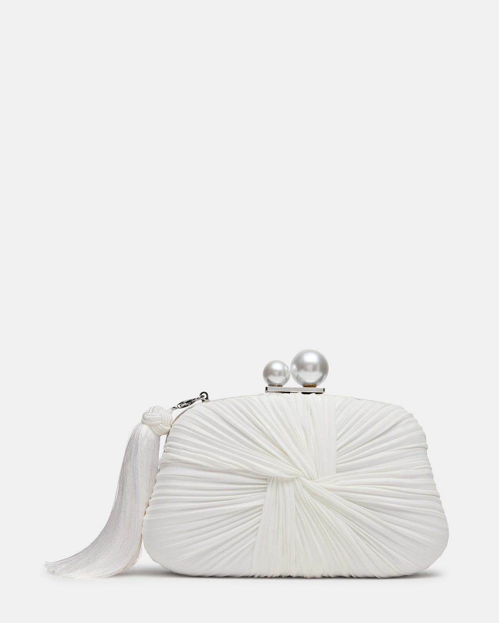 ROSALIE Bag White Twisted Pleats Minaudiere Crossbody Clutch Handbag | Steve Madden near me