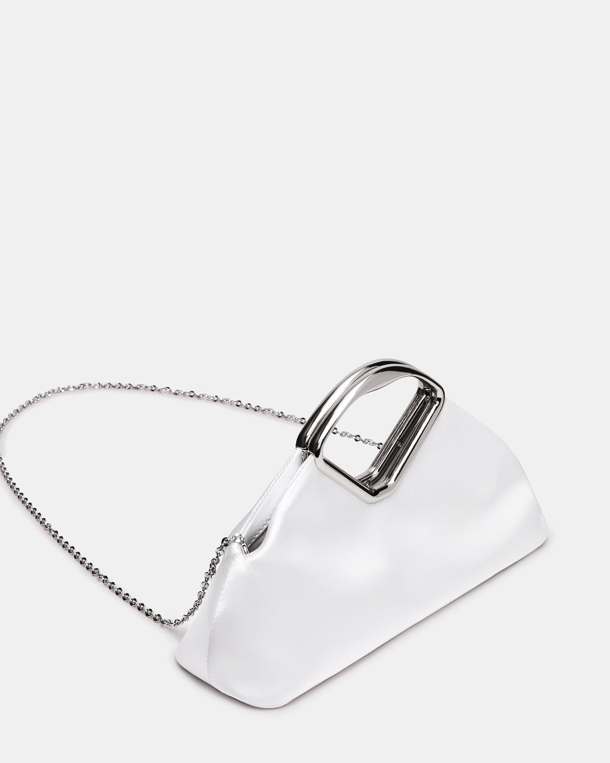 BARBARA Bag White Soft Satin Metal Bracelet Crossbody Clutch Handbag | Steve Madden online