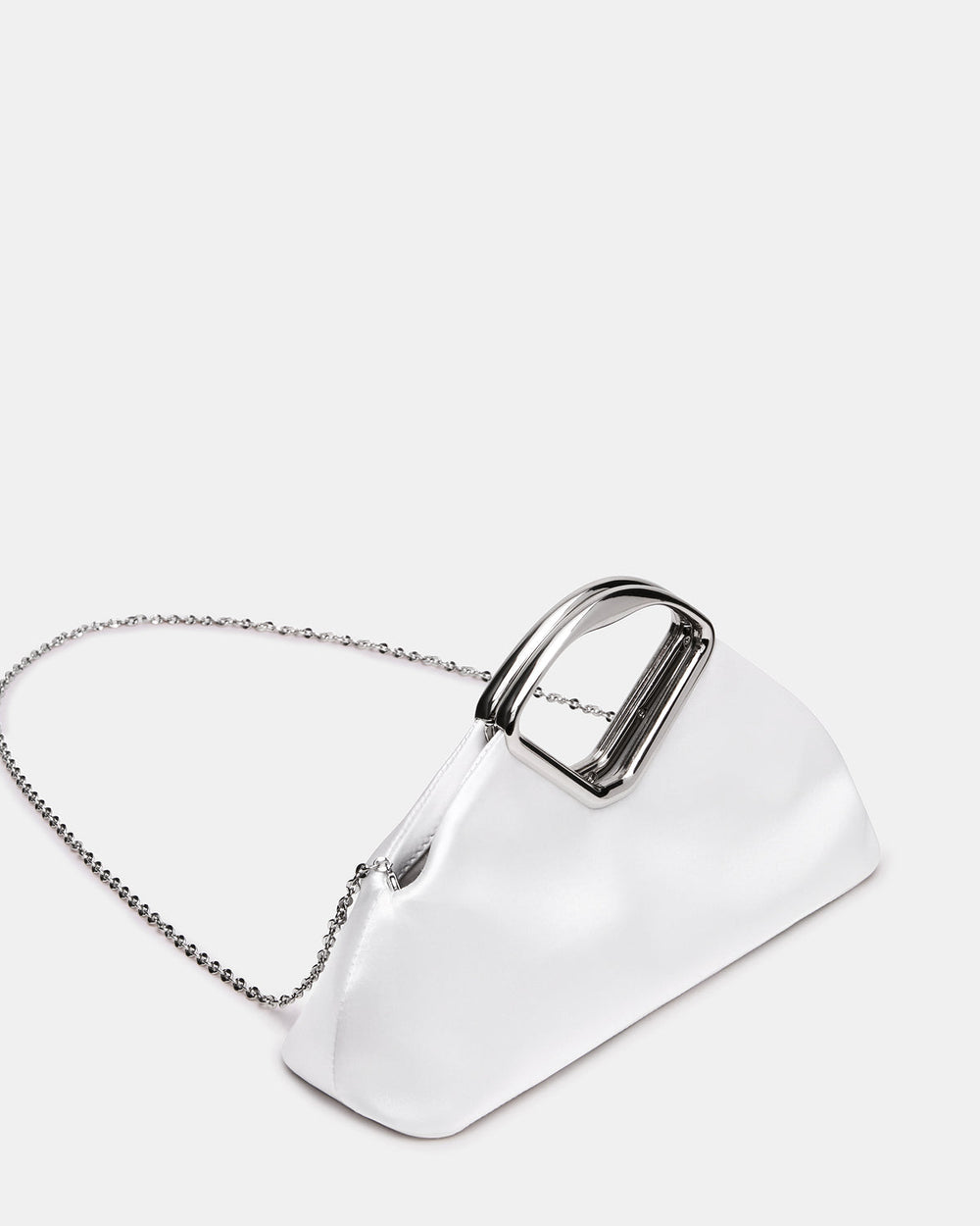 BARBARA Bag White Soft Satin Metal Bracelet Crossbody Clutch Handbag | Steve Madden online