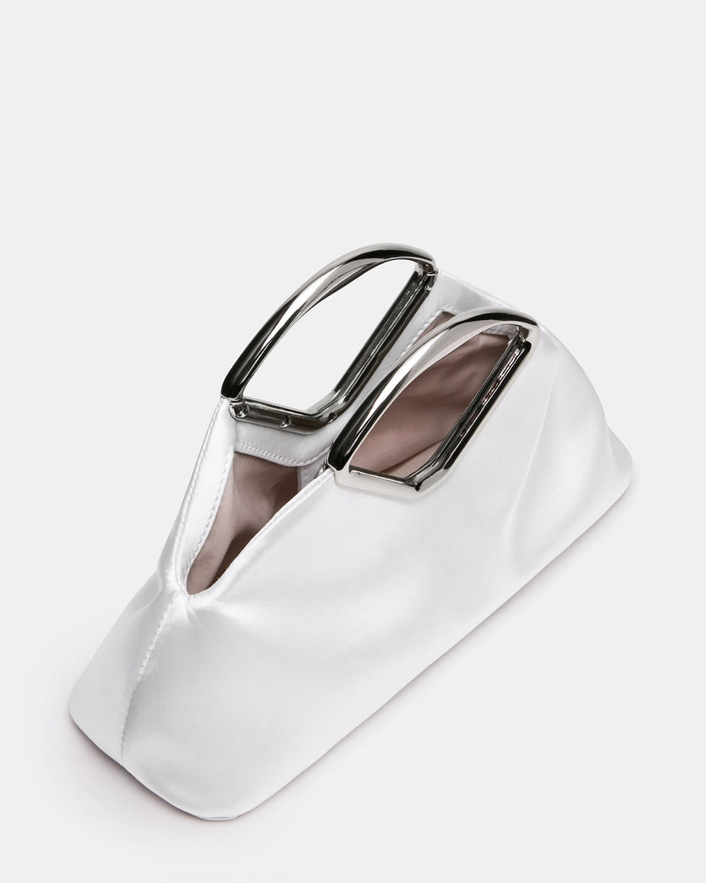BARBARA Bag White Soft Satin Metal Bracelet Crossbody Clutch Handbag | Steve Madden online