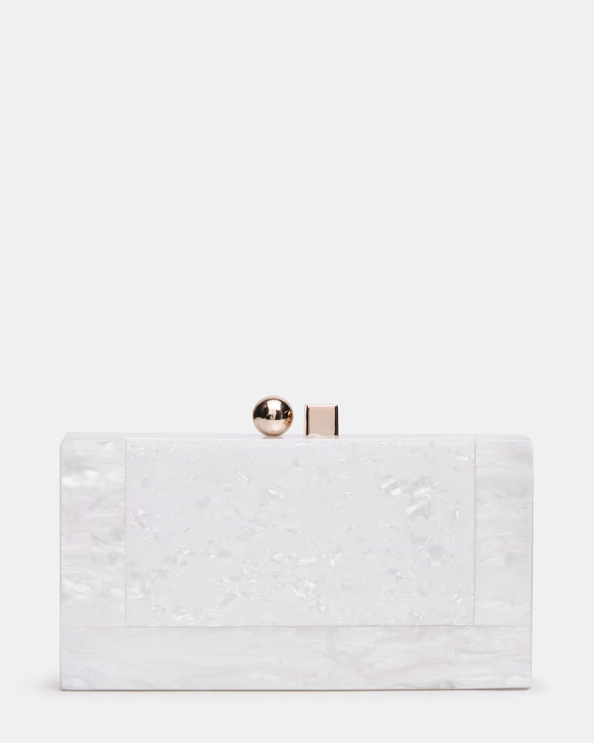 CAMILAA Bag White Geometric Pearlescent Minaudiere Crossbody Clutch Handbag | Steve Madden US