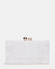 CAMILAA Bag White Geometric Pearlescent Minaudiere Crossbody Clutch Handbag | Steve Madden US