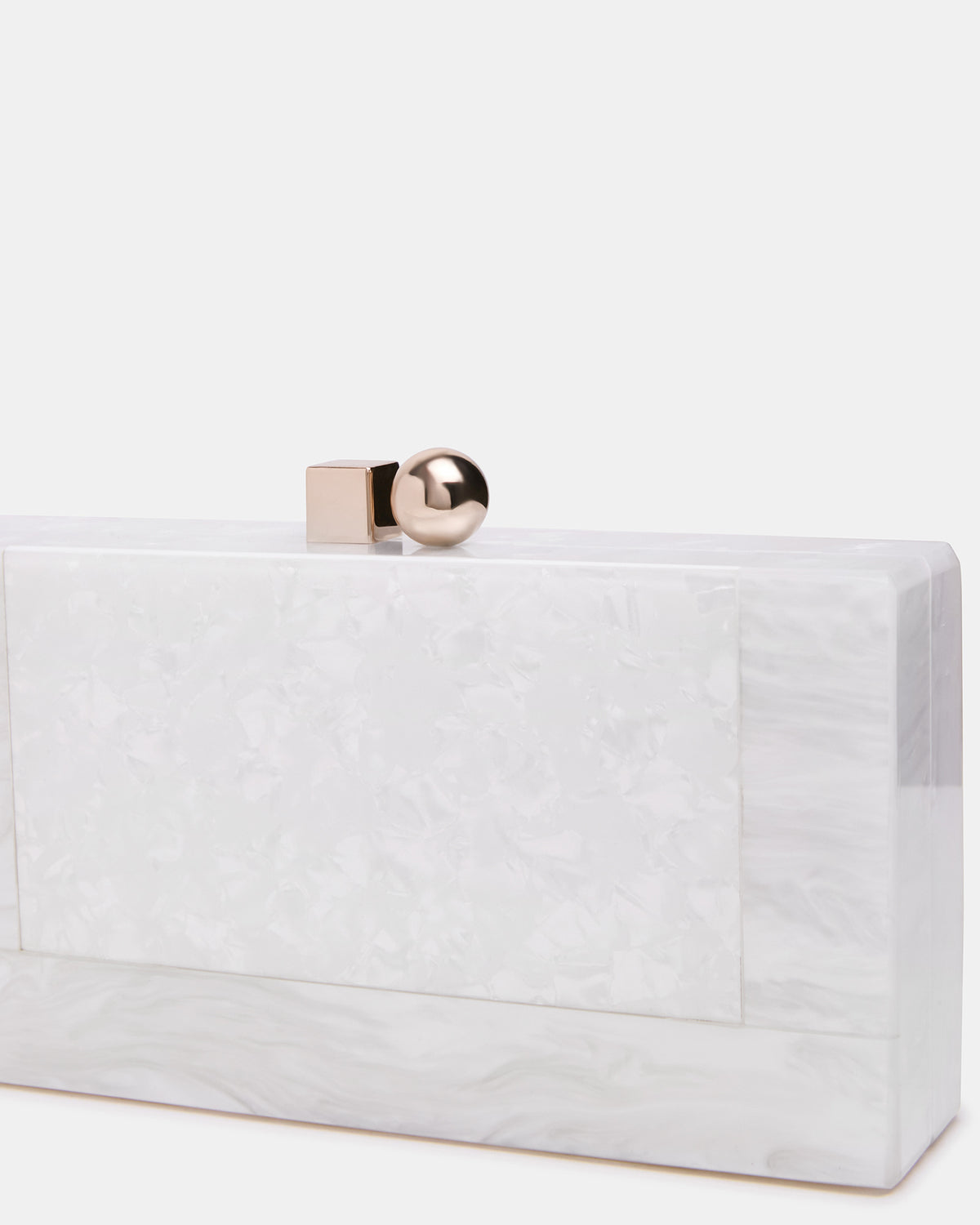 CAMILAA Bag White Geometric Pearlescent Minaudiere Crossbody Clutch Handbag | Steve Madden US