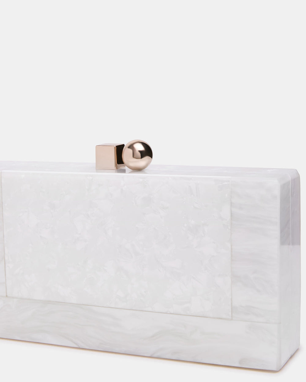 CAMILAA Bag White Geometric Pearlescent Minaudiere Crossbody Clutch Handbag | Steve Madden US