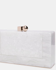CAMILAA Bag White Geometric Pearlescent Minaudiere Crossbody Clutch Handbag | Steve Madden US