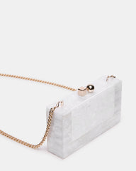 CAMILAA Bag White Geometric Pearlescent Minaudiere Crossbody Clutch Handbag | Steve Madden US