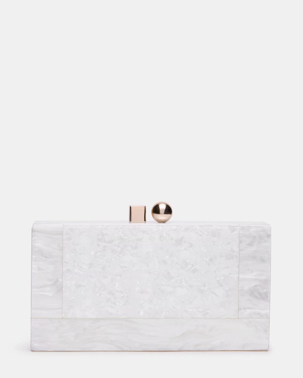 CAMILAA Bag White Geometric Pearlescent Minaudiere Crossbody Clutch Handbag | Steve Madden US