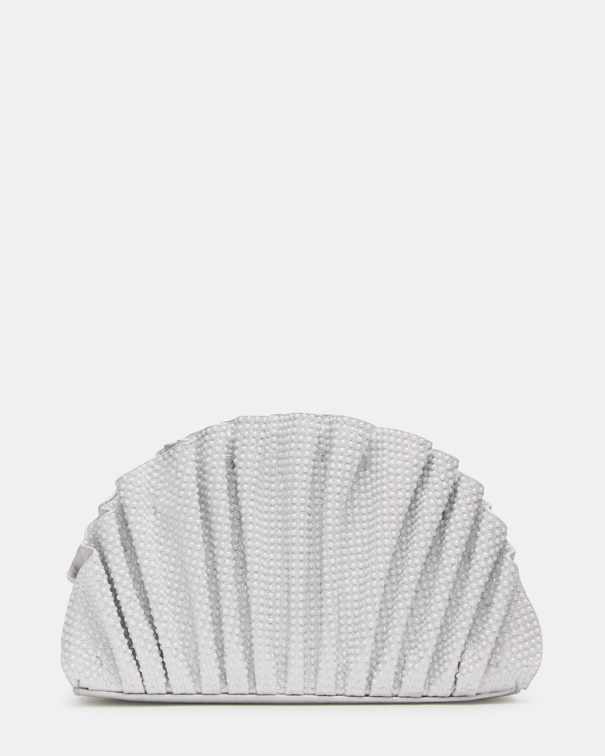DELMAR Bag White Ruffled Pleated Semi-Circle Crossbody Clutch Handbag | Steve Madden outlet
