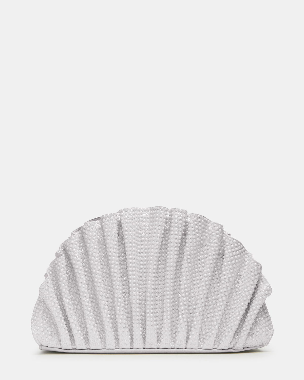 DELMAR Bag White Ruffled Pleated Semi-Circle Crossbody Clutch Handbag | Steve Madden outlet