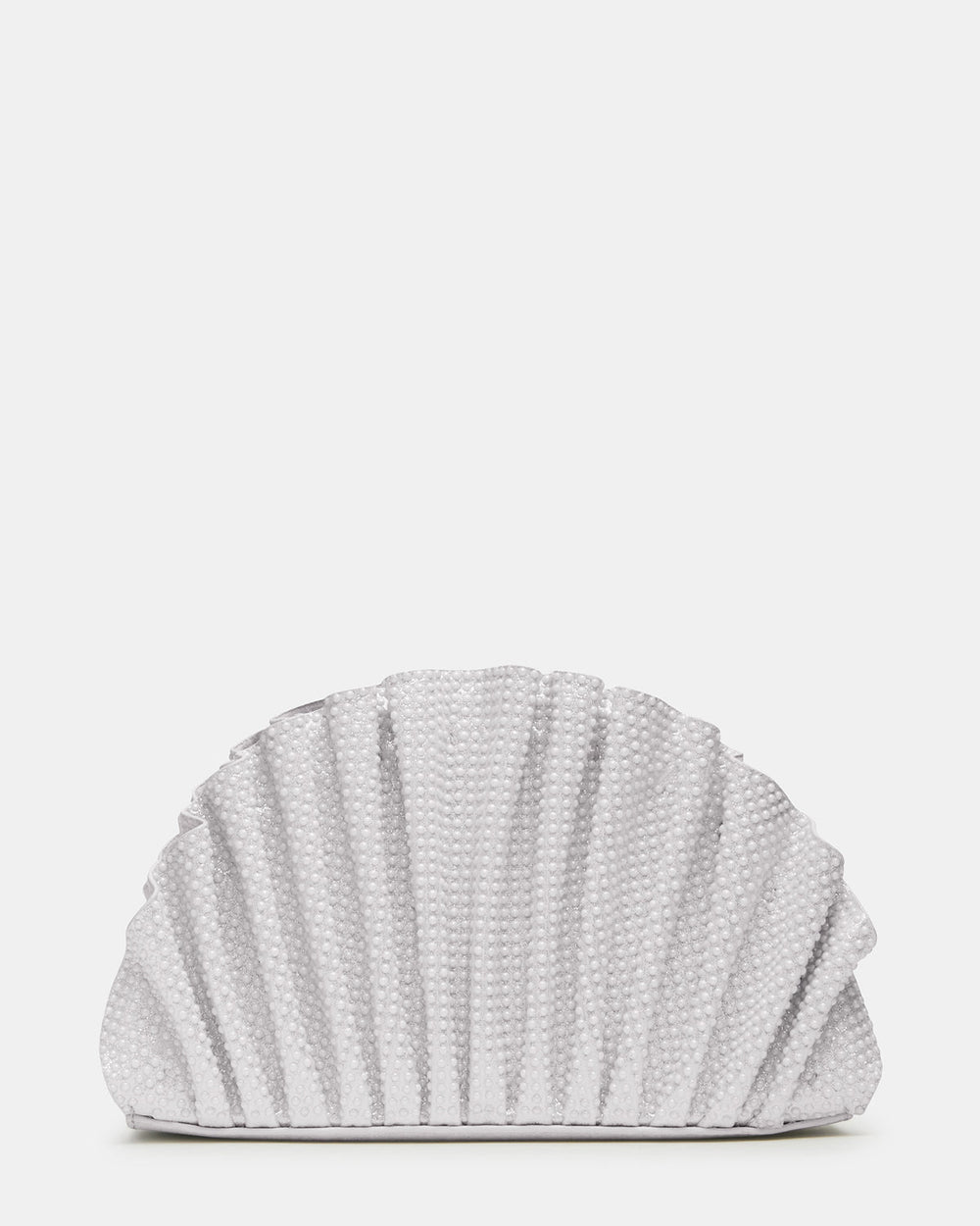 DELMAR Bag White Ruffled Pleated Semi-Circle Crossbody Clutch Handbag | Steve Madden outlet
