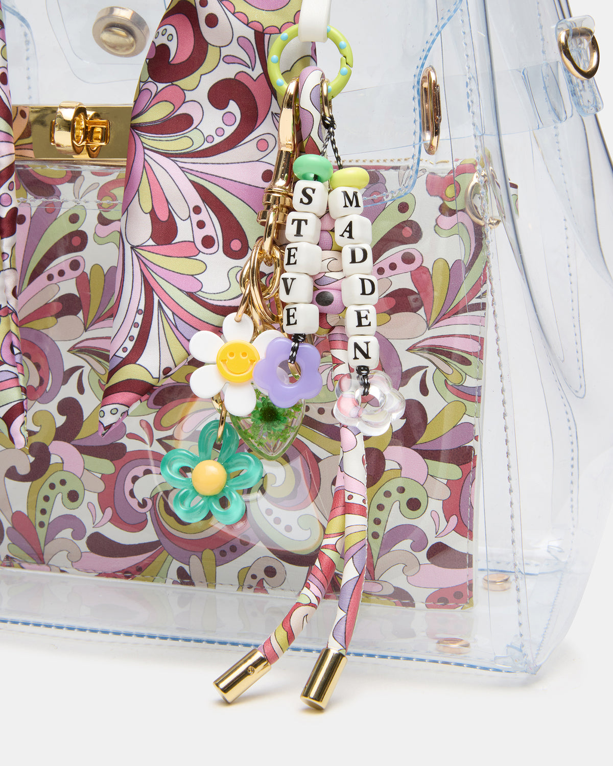 GUMMY Bag Clear Top-Handle Turn-Lock Tote Handbag | Steve Madden on Sale