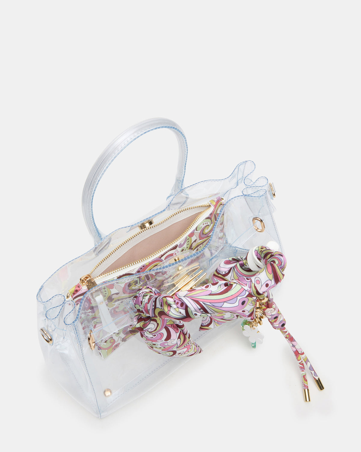 GUMMY Bag Clear Top-Handle Turn-Lock Tote Handbag | Steve Madden on Sale