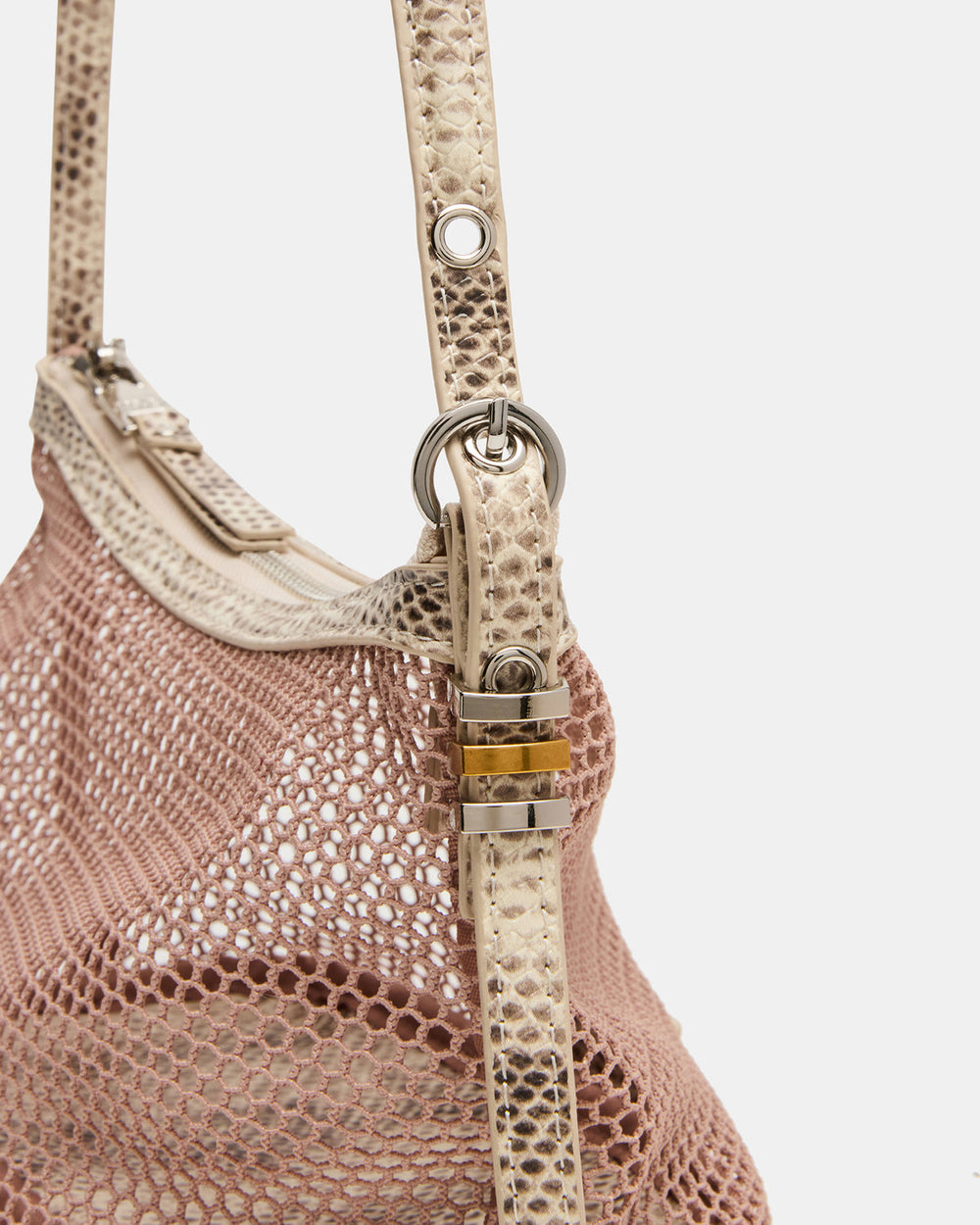 VIXEN Bag Blush Shoulder Strap Mesh Structured Bottom Women's Handbag | Steve Madden for Sale
