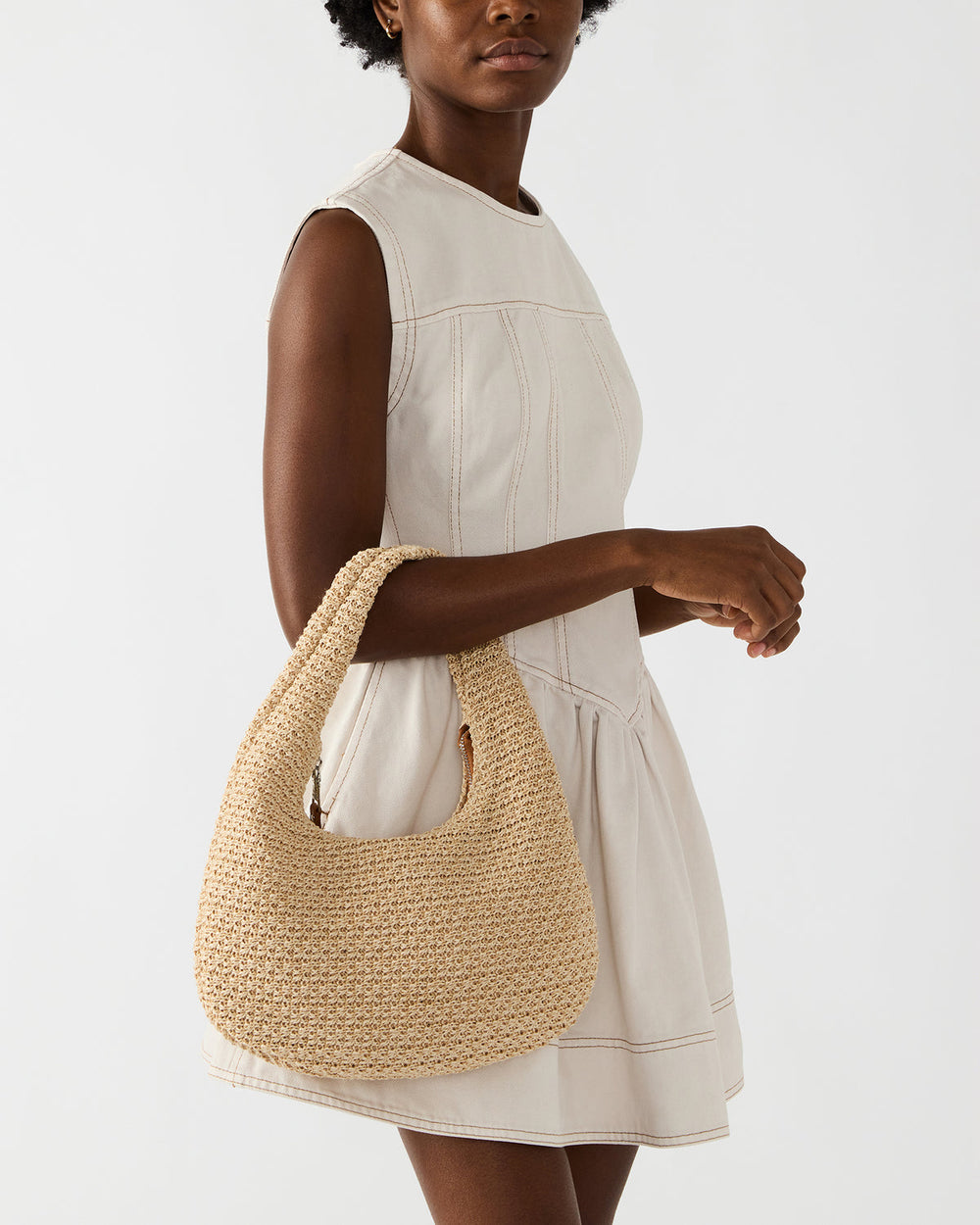 DAENA Bag Natural Crescent Shaped Straw Shoulder Bag | Steve Madden discount