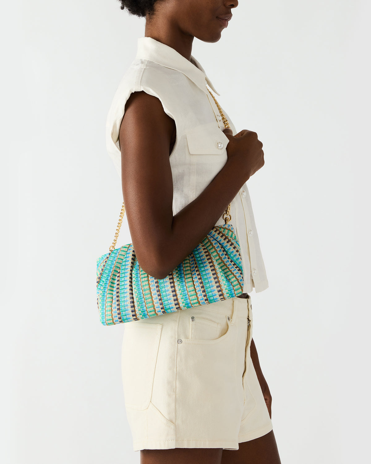PALOMAA Bag Blue/Multi Straw Clutch Crossbody Handbag | Steve Madden online