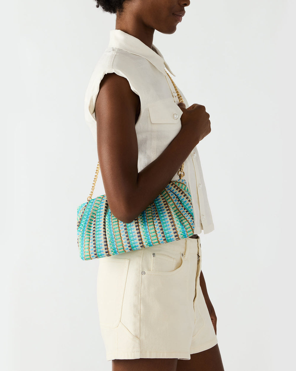 PALOMAA Bag Blue/Multi Straw Clutch Crossbody Handbag | Steve Madden online