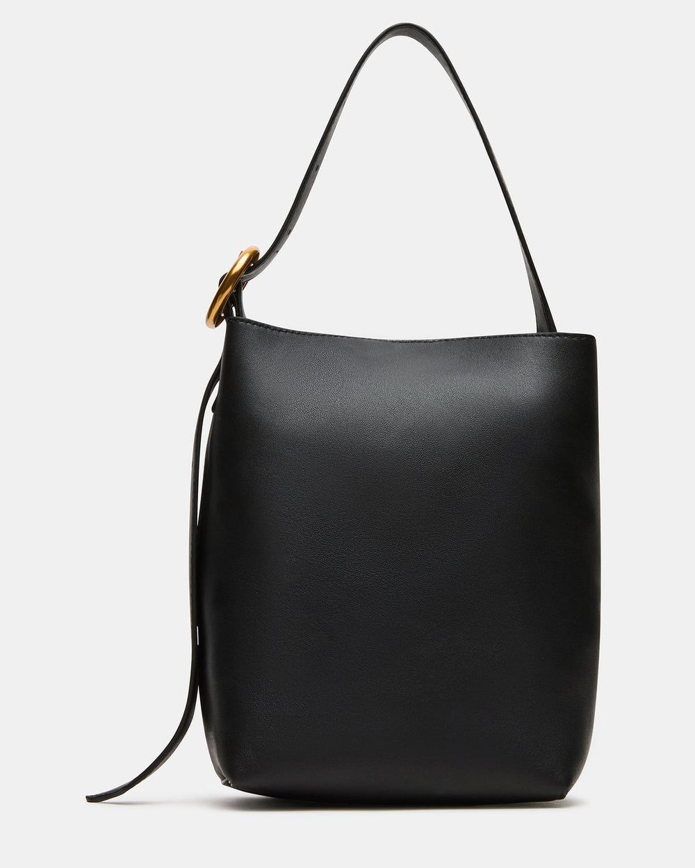 SOFIEE Bag Black Leather Shoulder Strap Bucket Tote Handbag | Steve Madden US