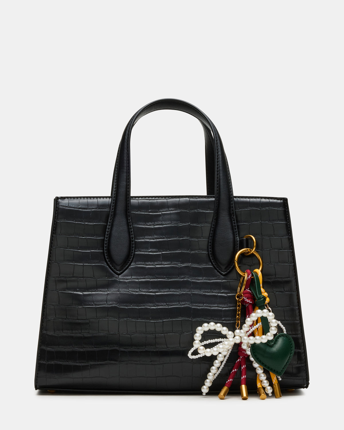 CALLEB Bag Black Crocodile Structured Tote Crossbody Handbag | Steve Madden Sale