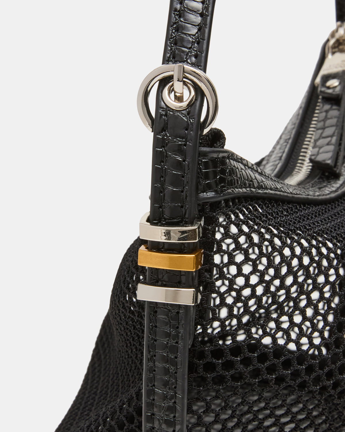 VIXEN Bag Black Shoulder Strap Mesh Structured Bottom Women's Handbag | Steve Madden discount