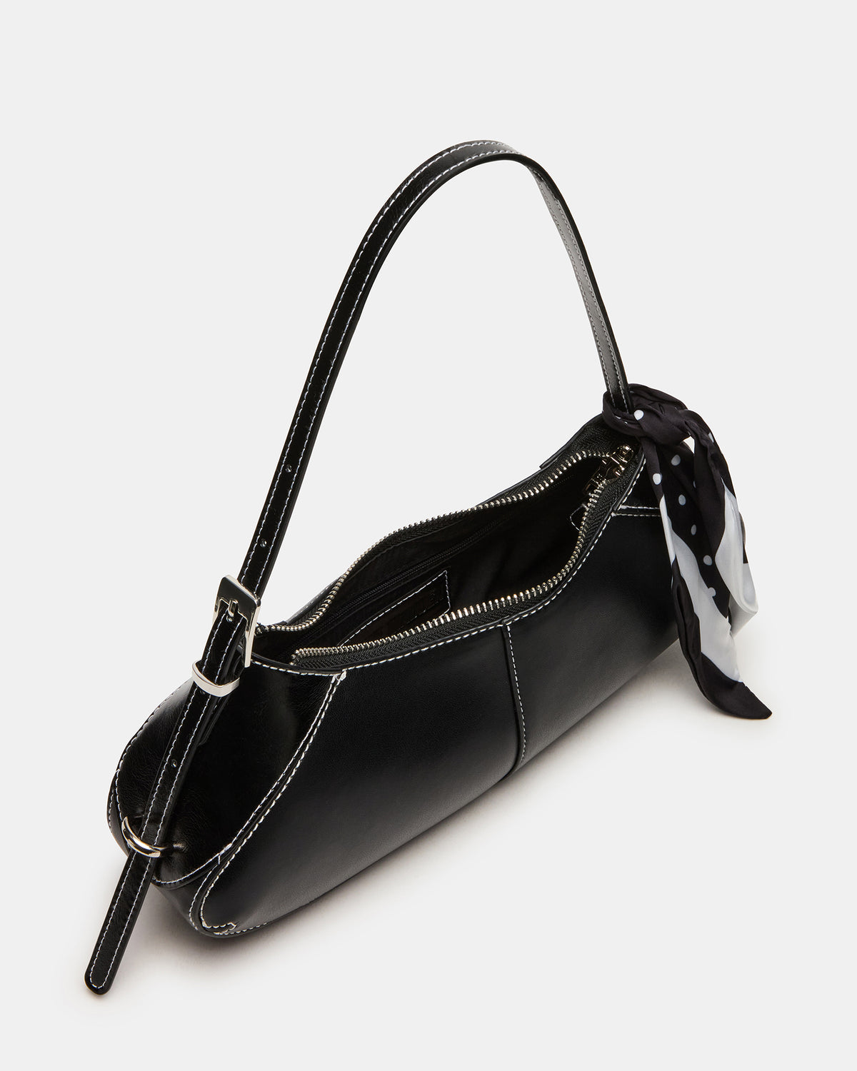 ROXEY Bag Black Crescent-Shaped Top-Zipper Shoulder Strap Handbag | Steve Madden outlet
