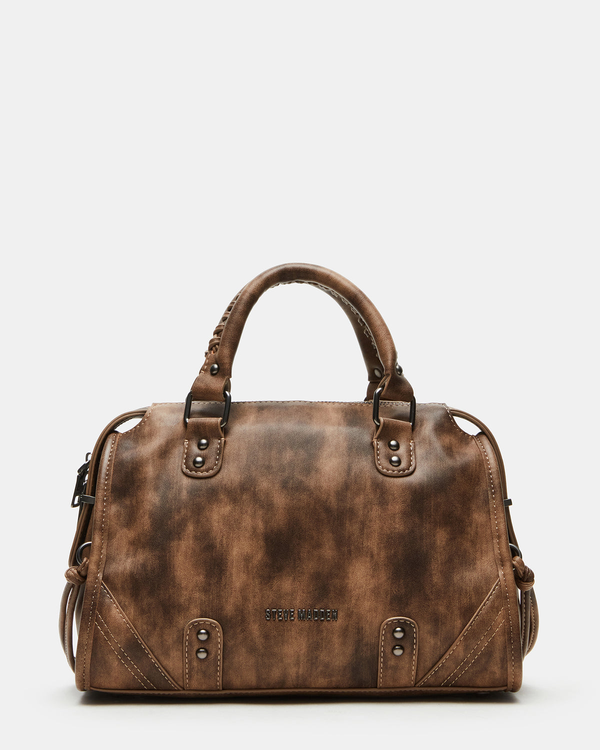 RIGGS Brown Distressed Slouchy Top-Handle Crossbody Satchel Handbag | Steve Madden near me