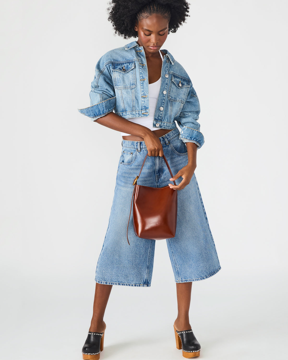 SOFIEE Bag Rust Leather Shoulder Strap Bucket Tote Handbag | Steve Madden outlet