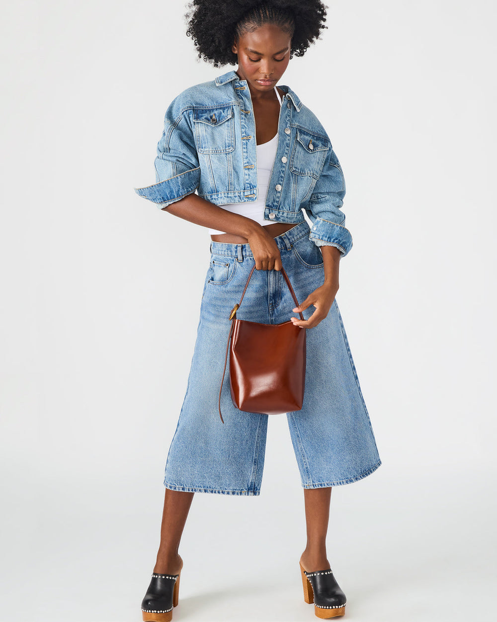 SOFIEE Bag Rust Leather Shoulder Strap Bucket Tote Handbag | Steve Madden outlet