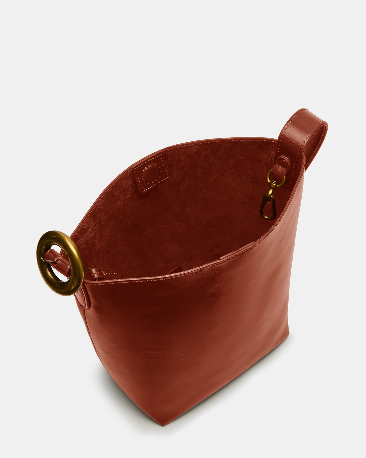 SOFIEE Bag Rust Leather Shoulder Strap Bucket Tote Handbag | Steve Madden outlet